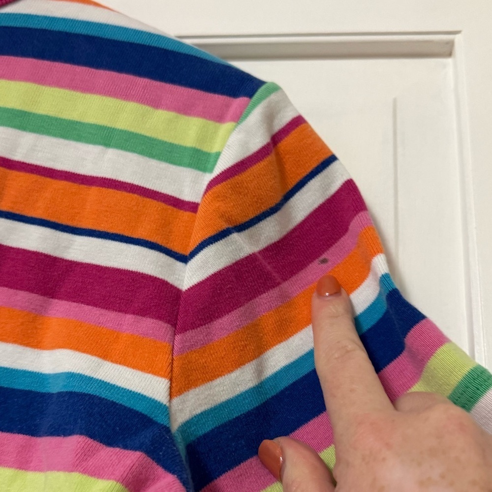 Lauren Ralph Lauren Women’s Small 100% Cotton Rainbow Striped T-Shirt Y2K - Picture 2 of 9